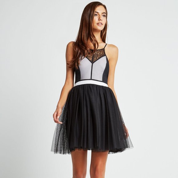 NWT BCBGeneration Color-Block Tulle Dress Size 0 - Picture 1 of 3